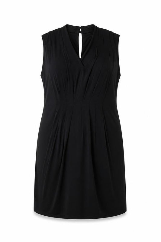 Marks & Spencer Womens Black Polyester Shift Size 18 Round Neck Button