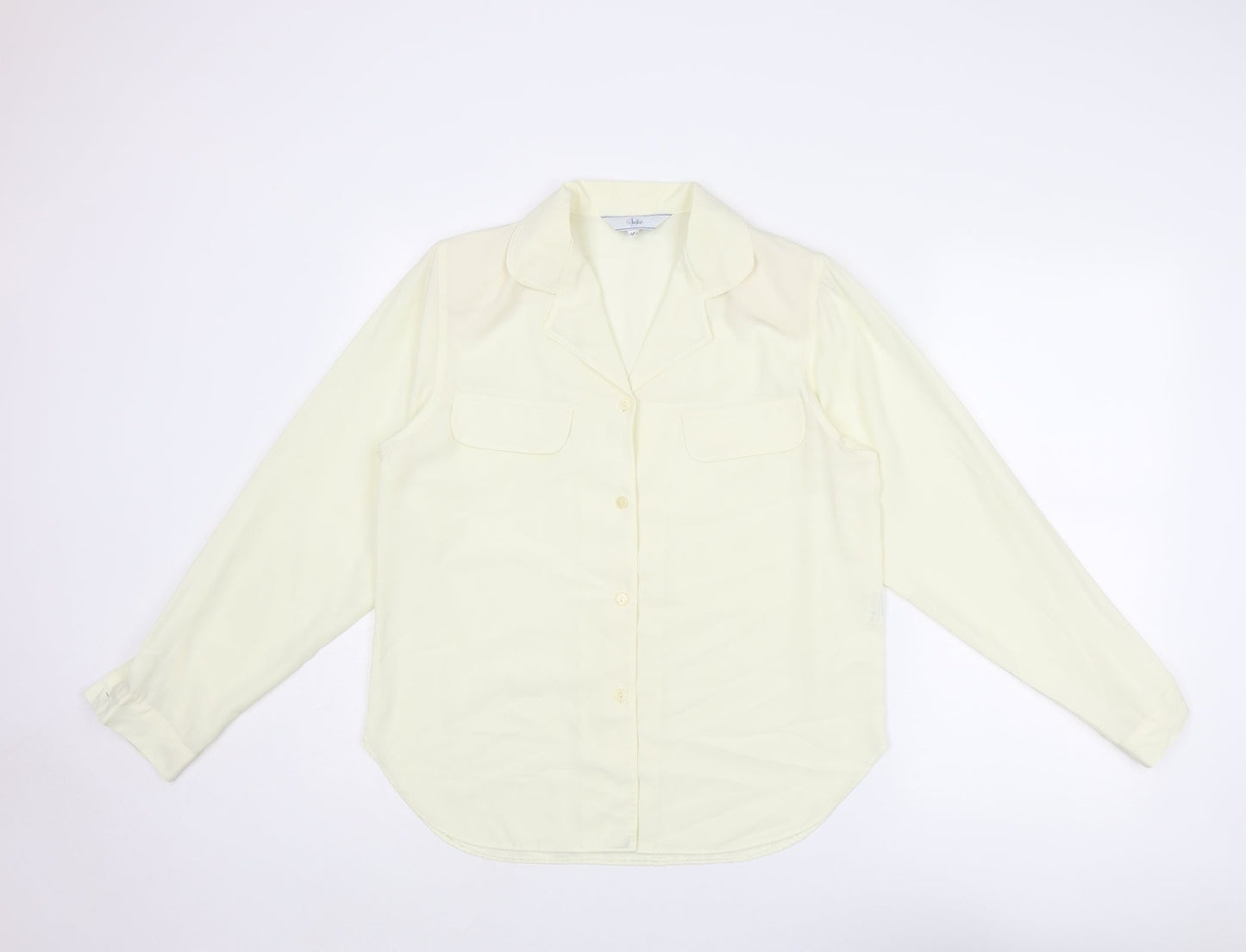 Dalia Womens Ivory Polyester Basic Button-Up Size 12 Collared