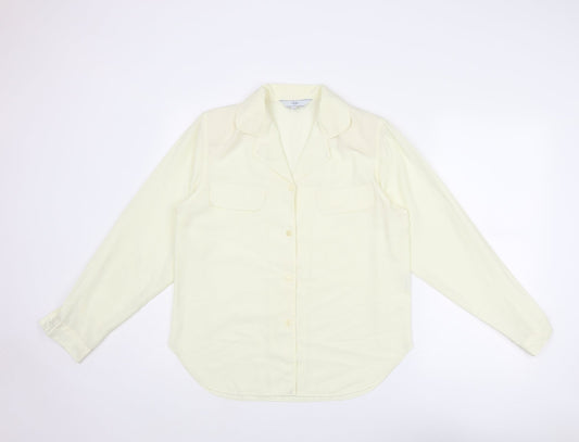Dalia Womens Ivory Polyester Basic Button-Up Size 12 Collared