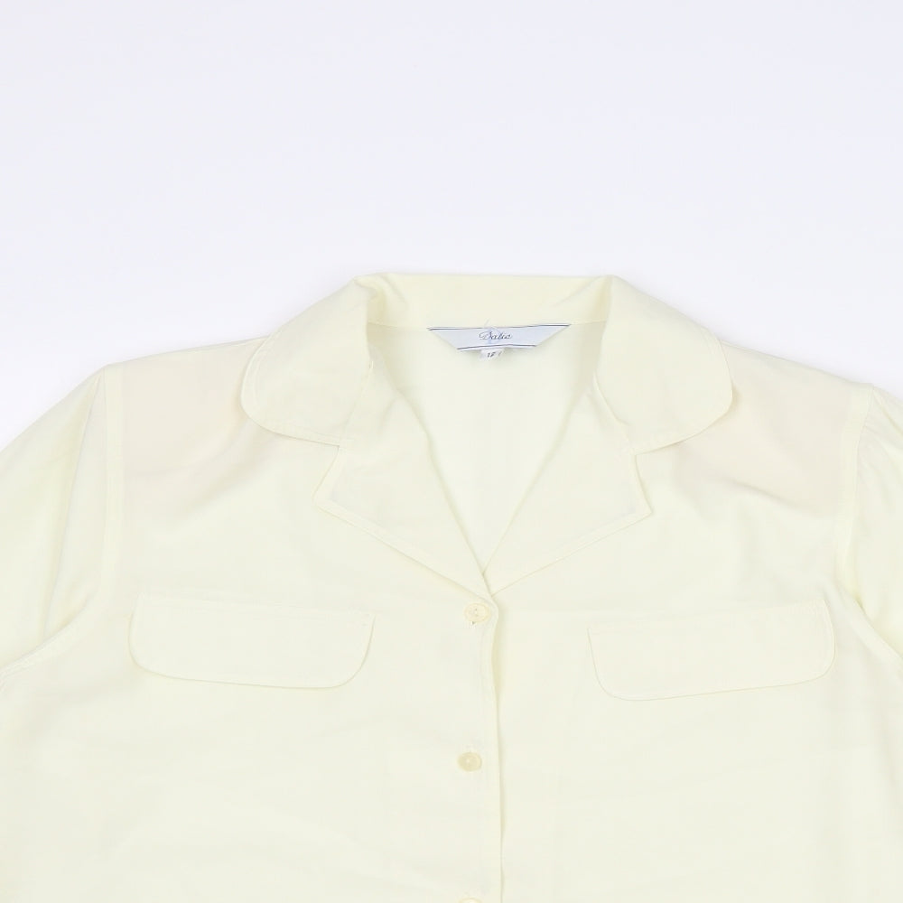 Dalia Womens Ivory Polyester Basic Button-Up Size 12 Collared