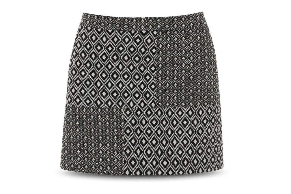 NEXT Womens Black Geometric Polyester A-Line Skirt Size 12 Zip