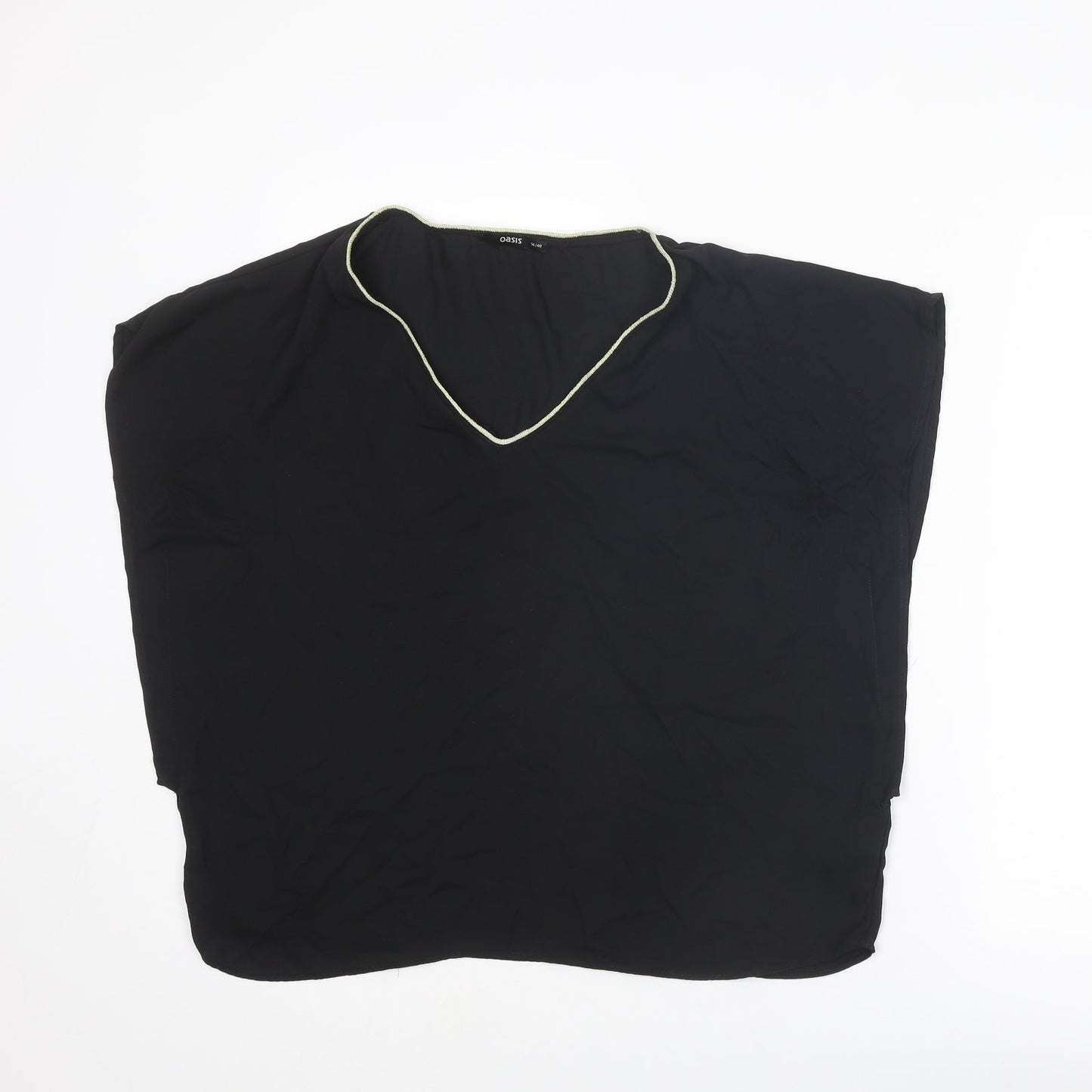 Oasis Womens Black Polyester Camisole Blouse Size 14 V-Neck