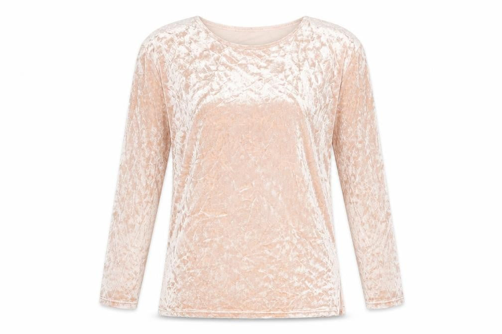 Platinum Womens Pink Viscose Basic Blouse Size M Round Neck