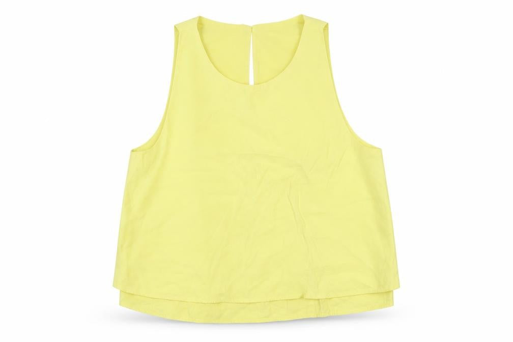 Mango Womens Yellow Viscose Basic Tank Size S Round Neck