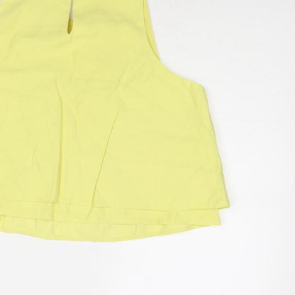 Mango Womens Yellow Viscose Basic Tank Size S Round Neck