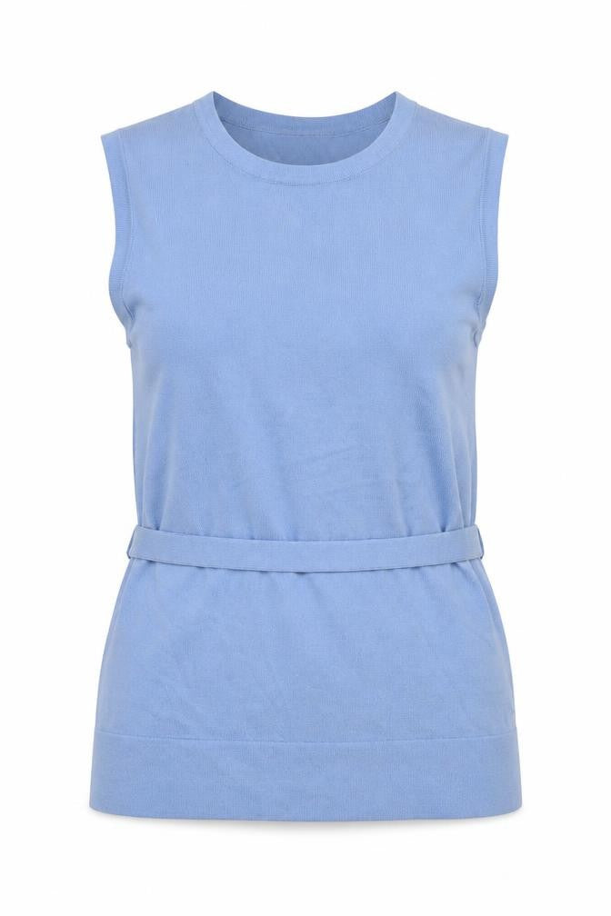 Linea Womens Blue Viscose Basic Blouse Size 8 Crew Neck