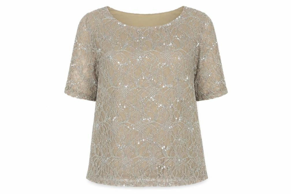 Bonmarché Womens Beige Nylon Basic Blouse Size 14 Boat Neck