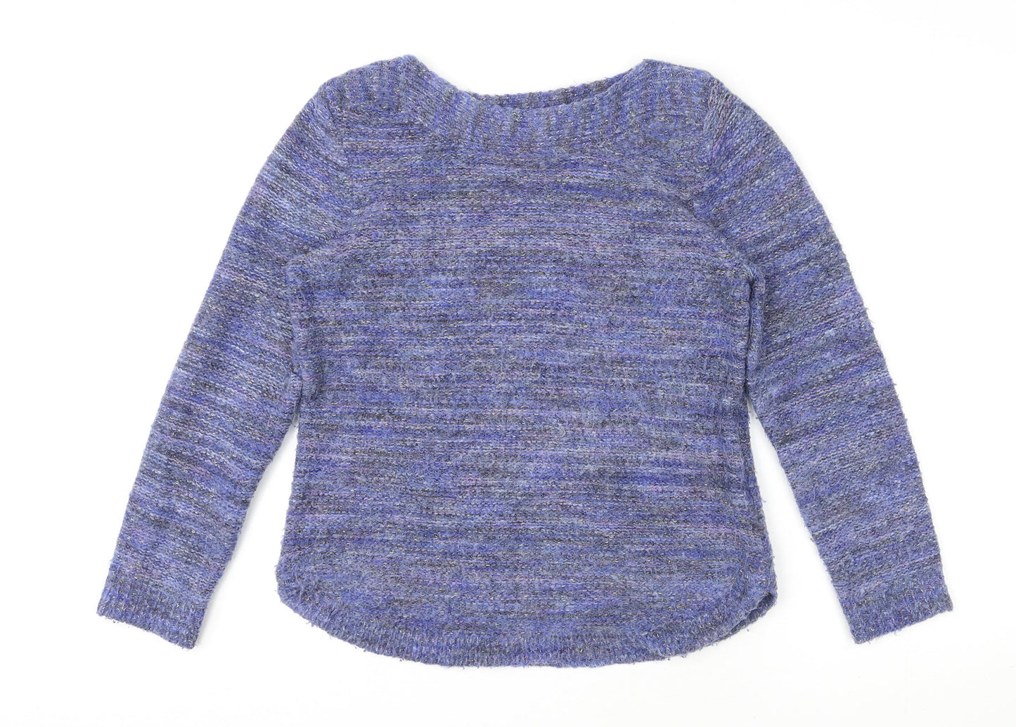 Pebble Bay Womens Blue Round Neck Acrylic Pullover Jumper Size M