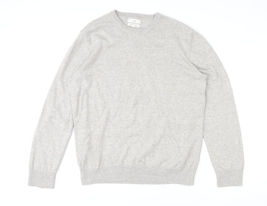 Marks and Spencer Womens Beige Round Neck 100% Cotton Pullover Jumper Size L