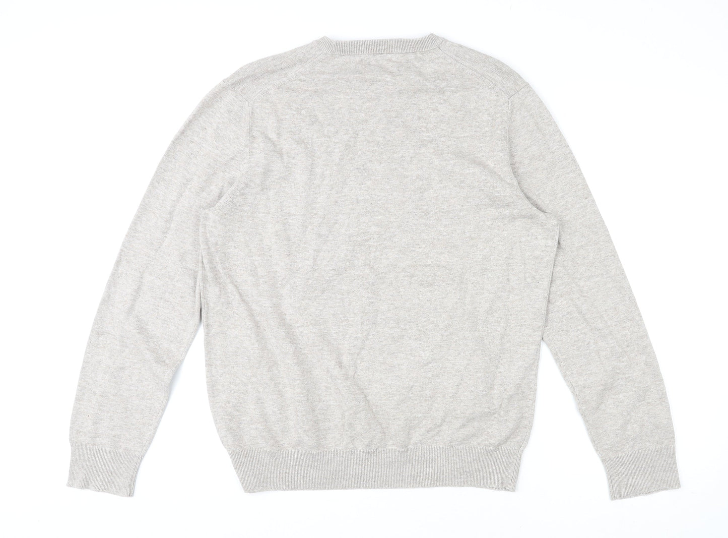 Marks and Spencer Womens Beige Round Neck 100% Cotton Pullover Jumper Size L