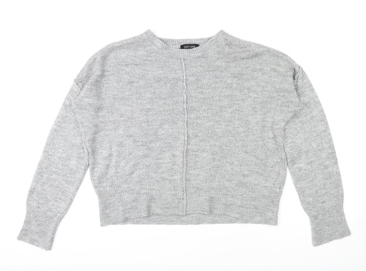 New Look Womens Grey Round Neck Acrylic Pullover Jumper Size S