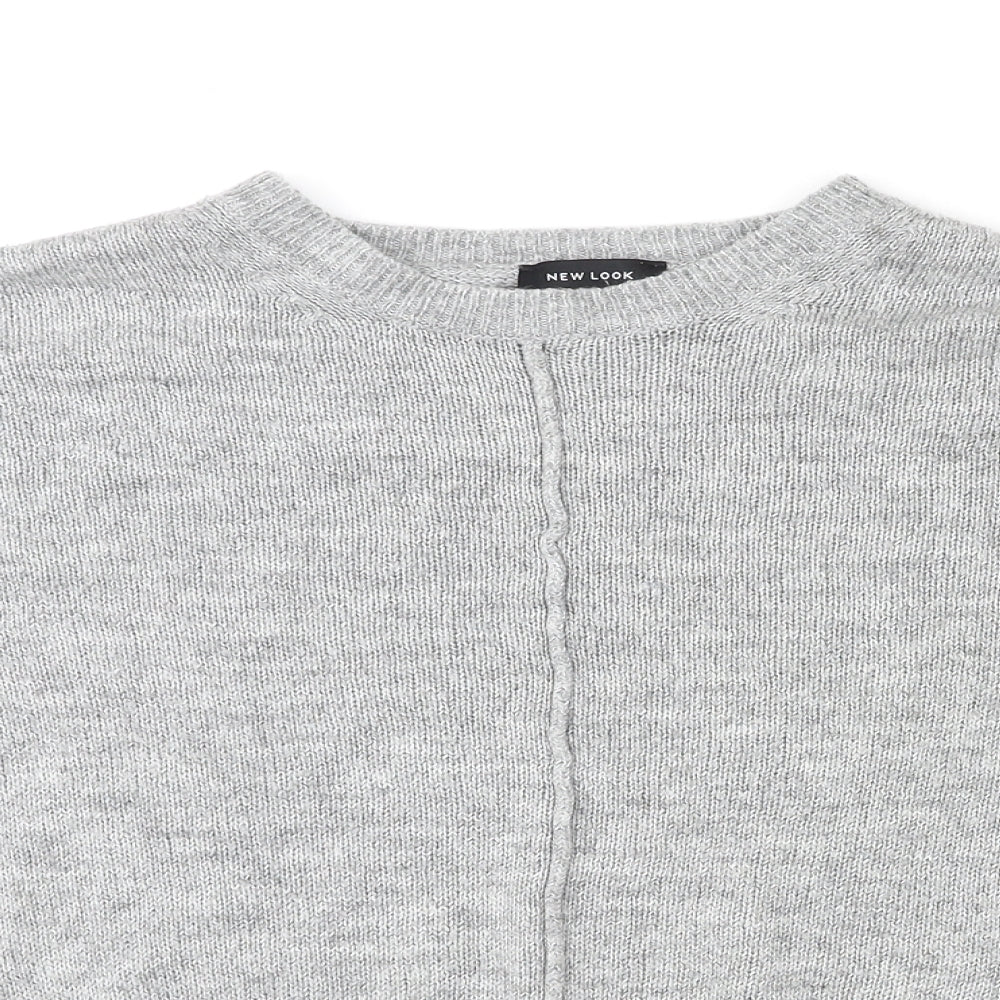 New Look Womens Grey Round Neck Acrylic Pullover Jumper Size S