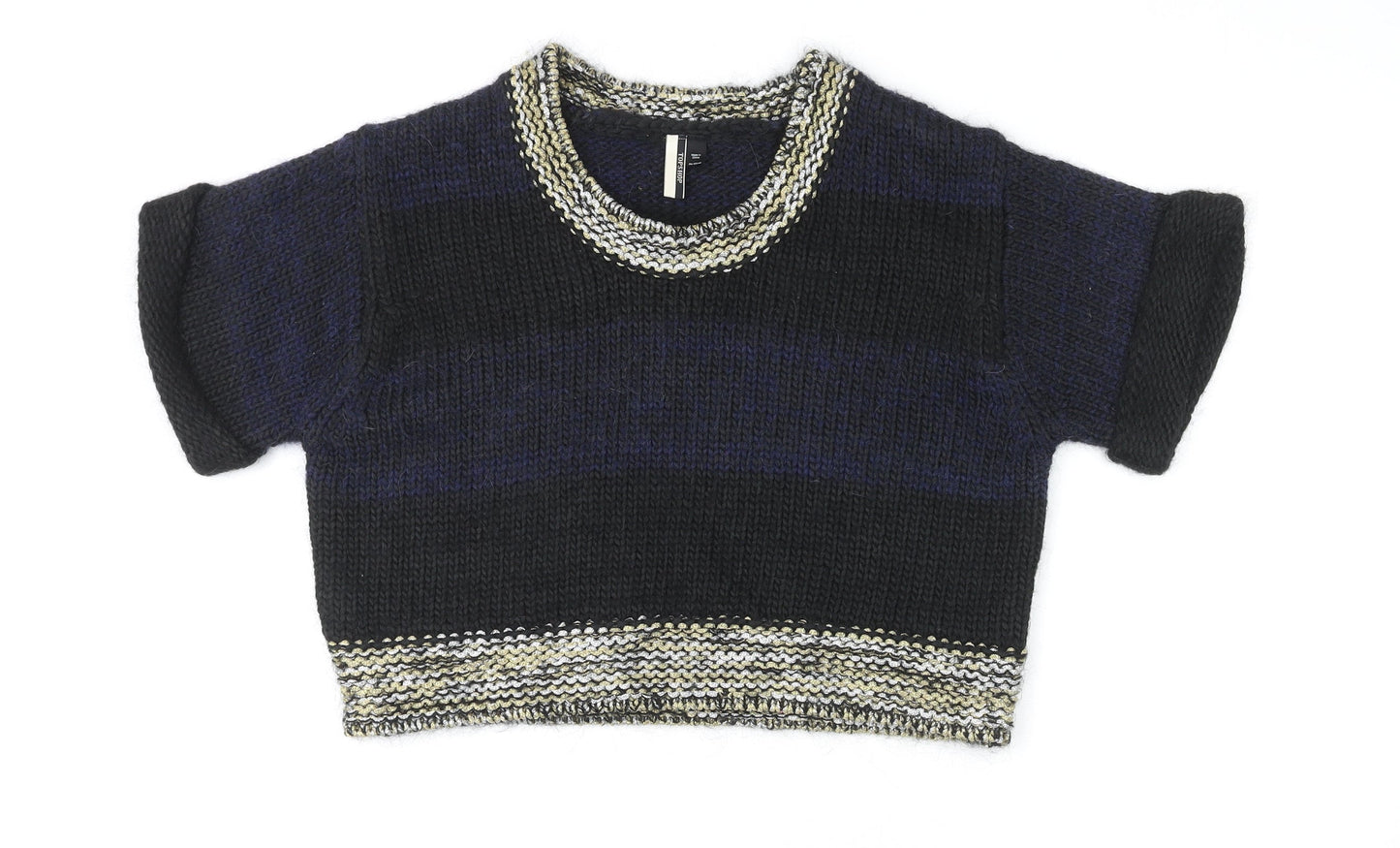 Topshop Womens Multicoloured Round Neck Acrylic Pullover Jumper Size 12