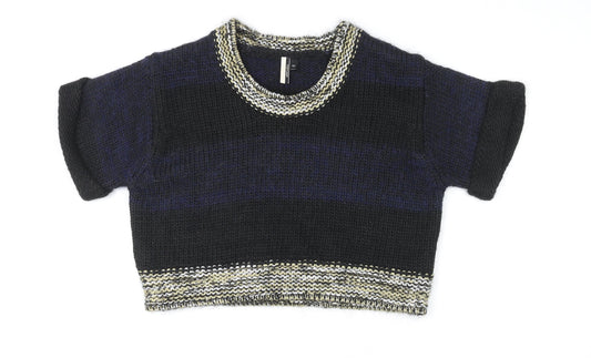 Topshop Womens Multicoloured Round Neck Acrylic Pullover Jumper Size 12