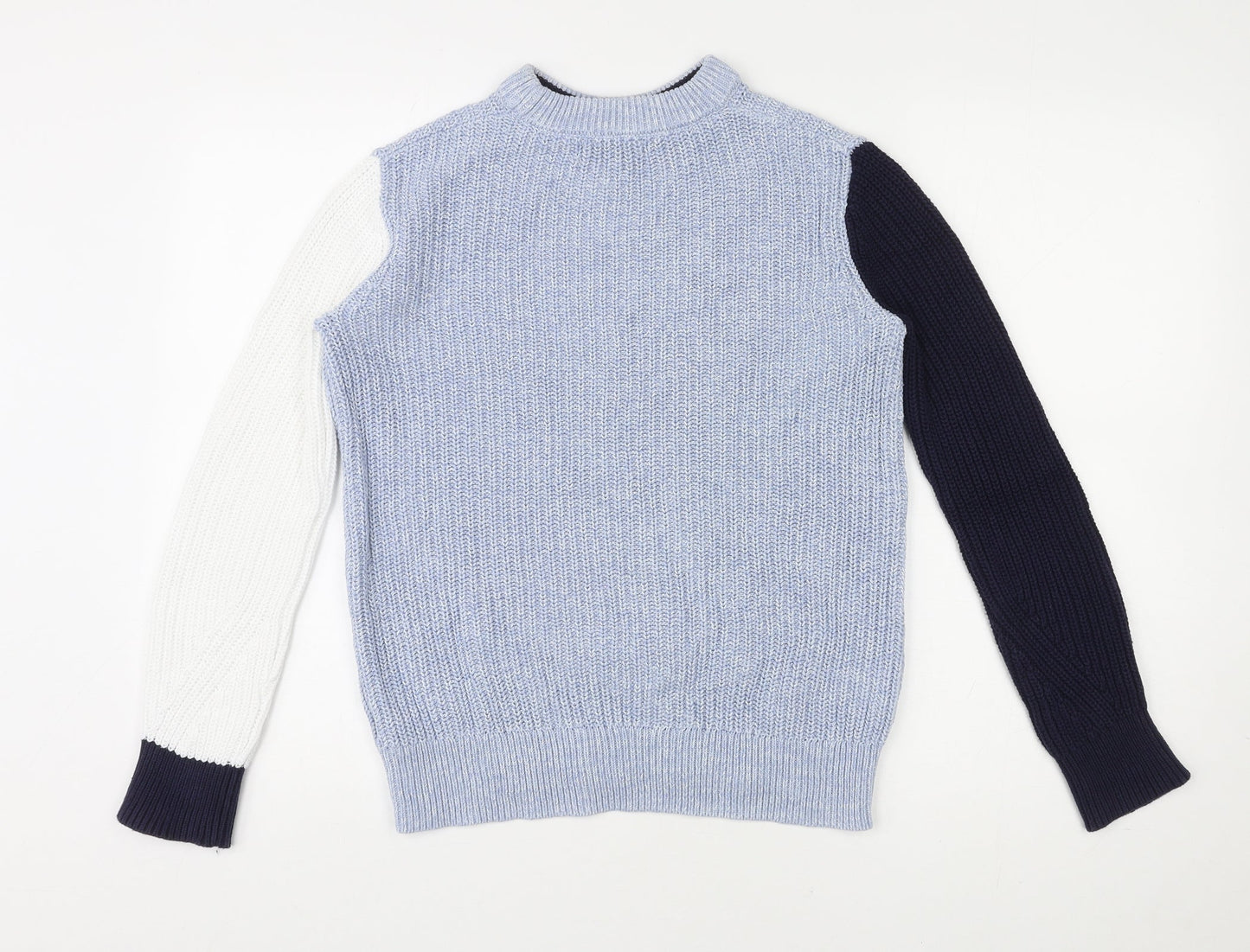 Marks and Spencer Womens Blue Round Neck 100% Cotton Pullover Jumper Size XS