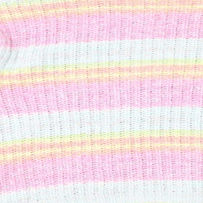 Marks & Spencer Girls Multicoloured Round Neck Striped Polyester Pullover Jumper Size 13-14 Years Pullover