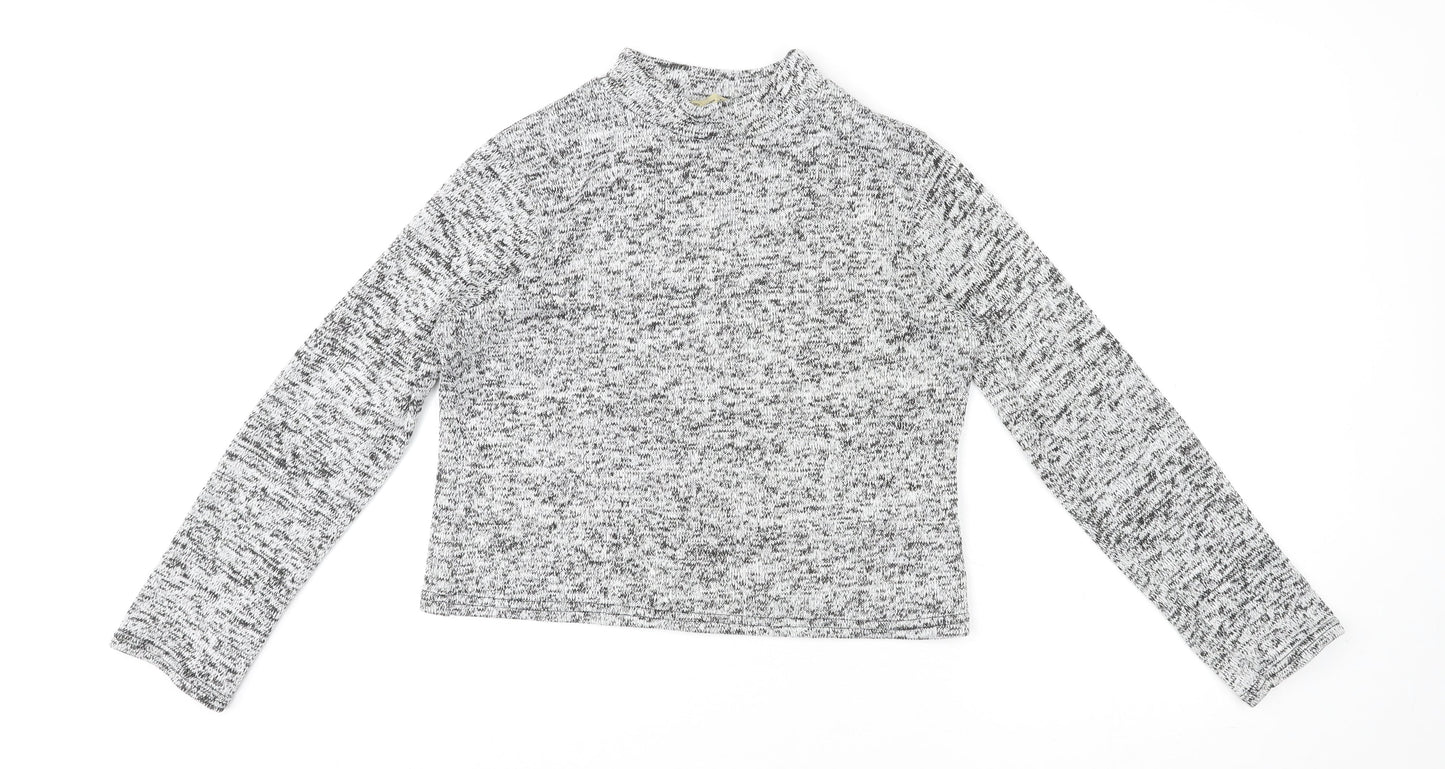 Cameo Rose Womens Grey High Neck Polyester Pullover Jumper Size L