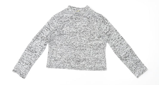 Cameo Rose Womens Grey High Neck Polyester Pullover Jumper Size L