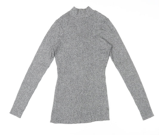 H&M Womens Grey High Neck Viscose Pullover Jumper Size S