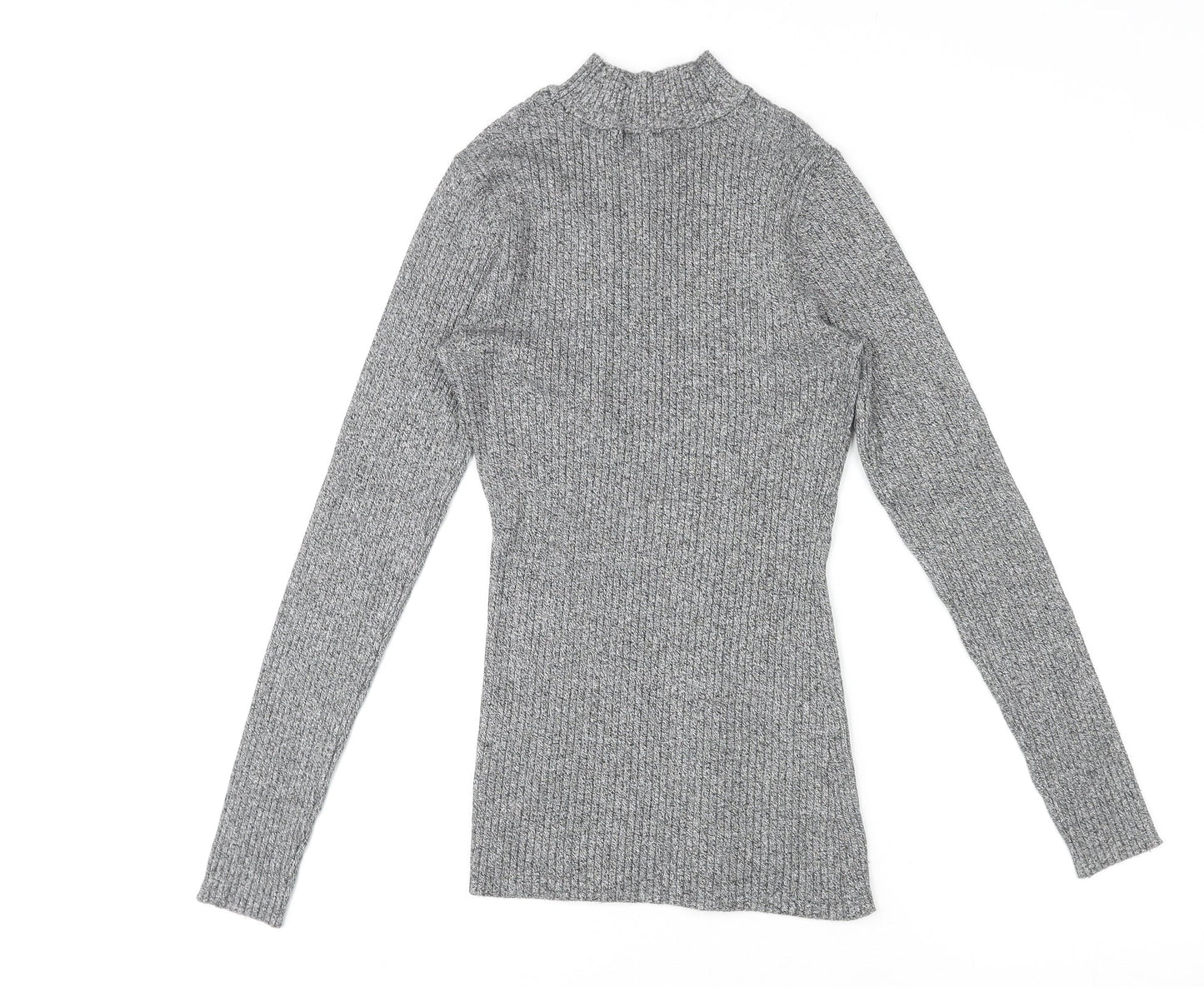 H&M Womens Grey High Neck Viscose Pullover Jumper Size S