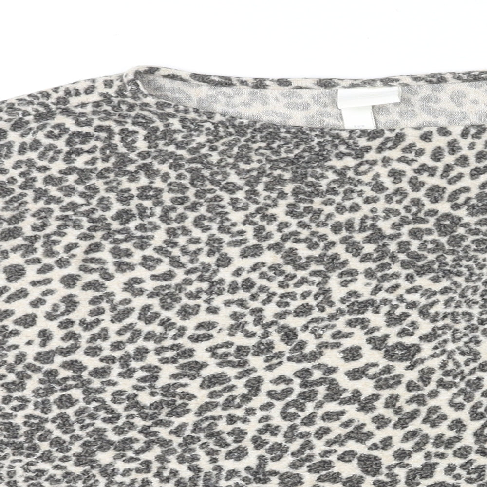 H&M Womens Multicoloured Round Neck Animal Print Polyester Pullover Jumper Size M - Leopard Print