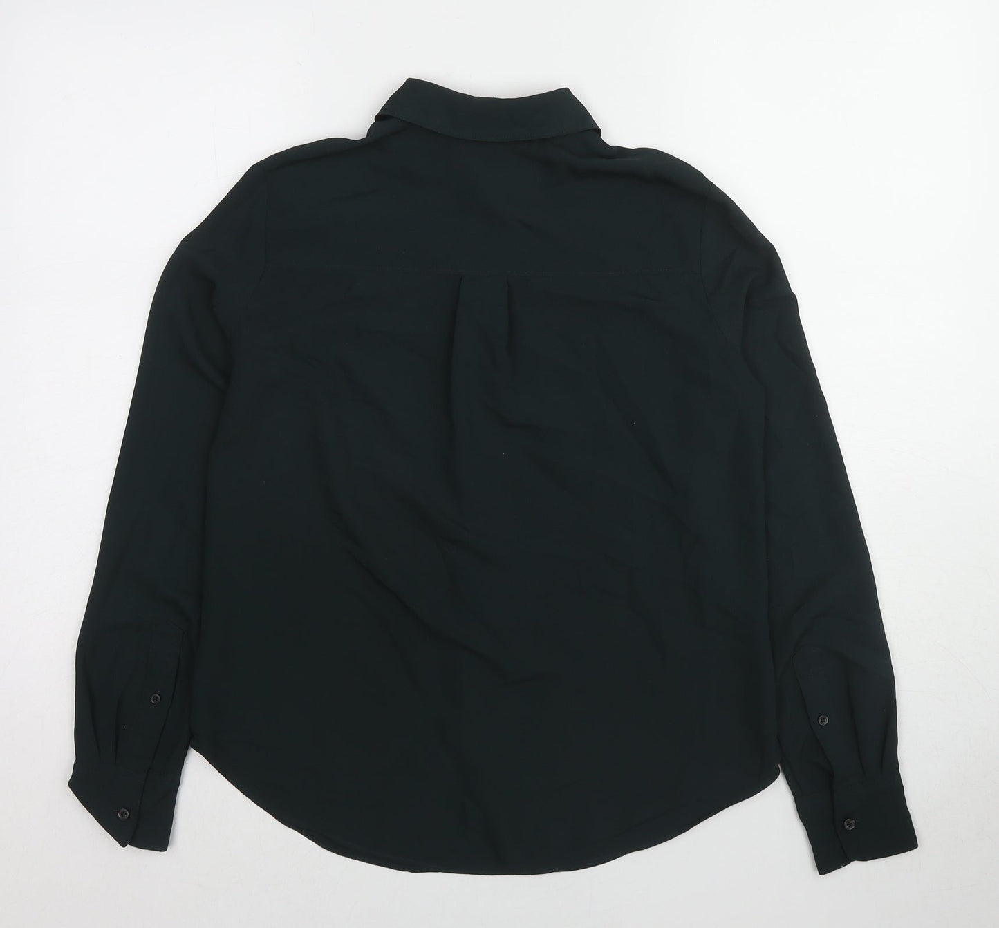 H&M Womens Green Polyester Basic Button-Up Size M Collared