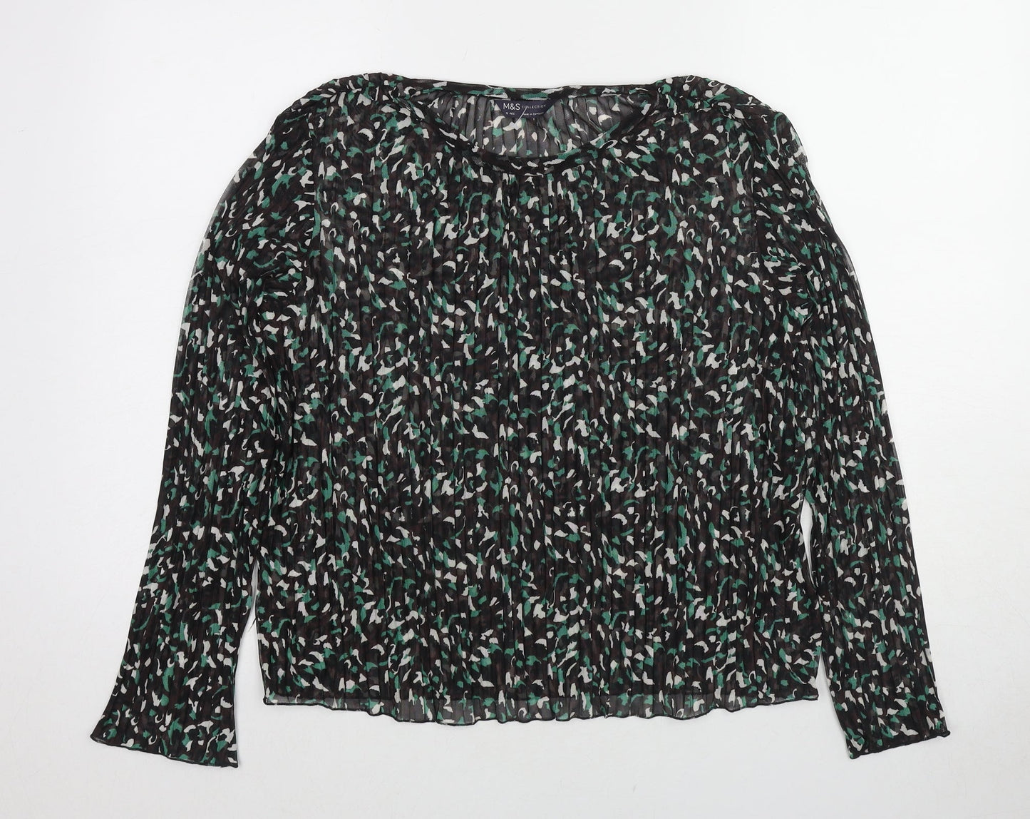 Marks and Spencer Womens Multicoloured Animal Print Polyester Basic Blouse Size 12 Boat Neck