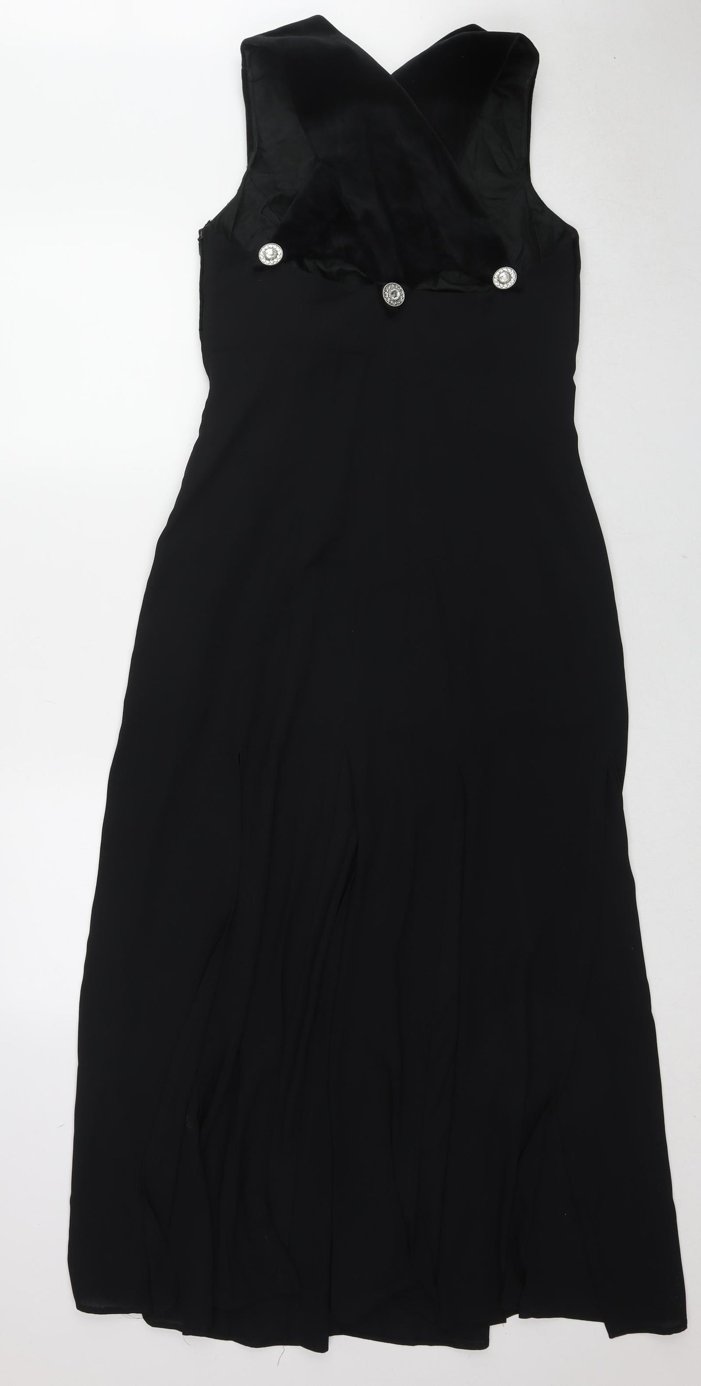 Vera Mont Womens Black Acetate Maxi Size 12 Round Neck Zip