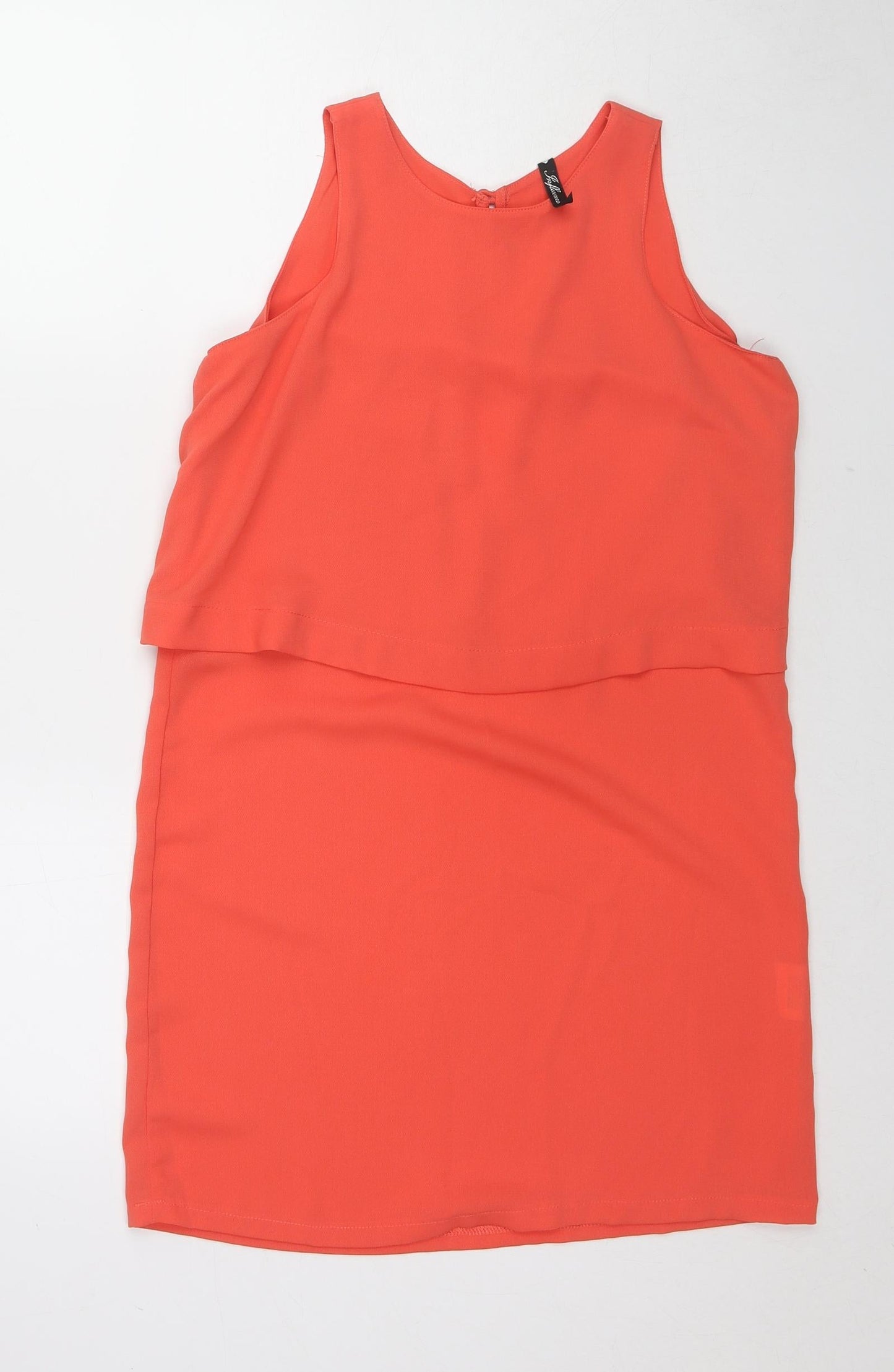 Influence Womens Red Polyester Mini Size 8 Round Neck Button - Layered