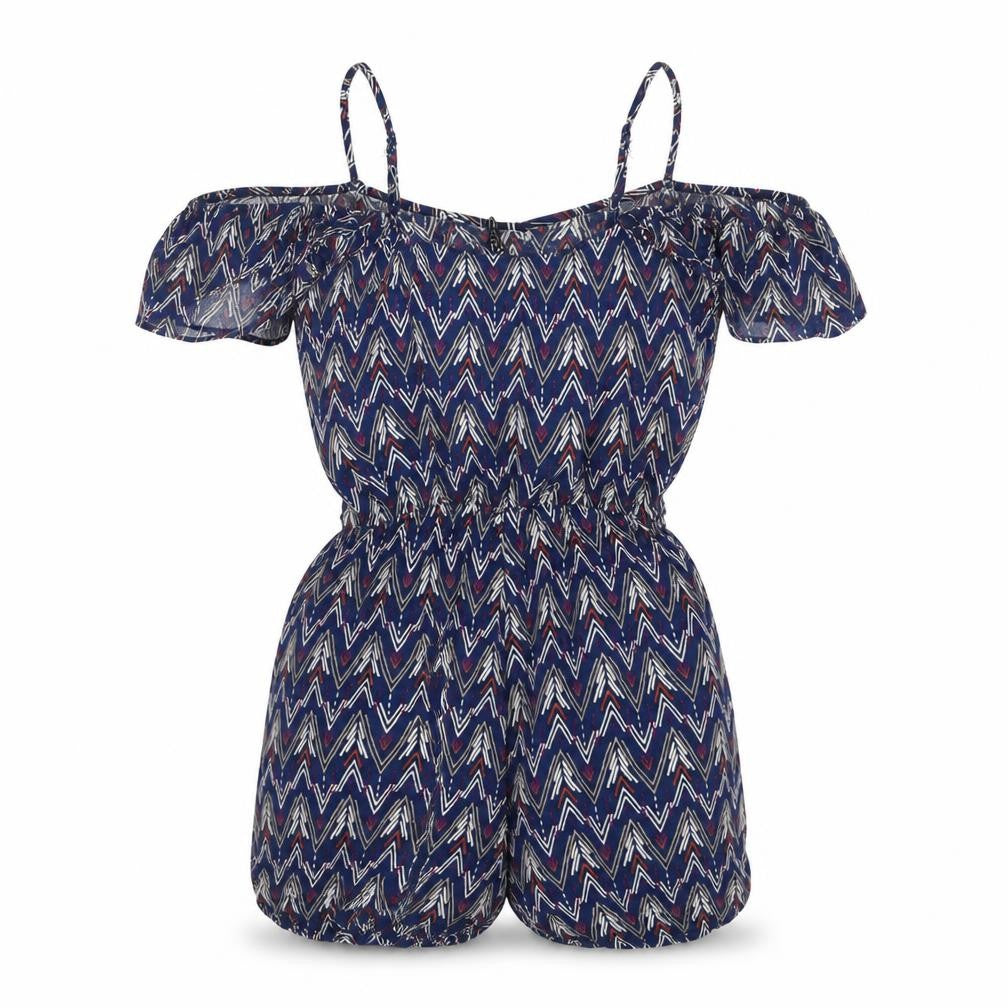Divided by H&M Womens Blue Geometric Viscose Playsuit One-Piece Size 8 Pullover