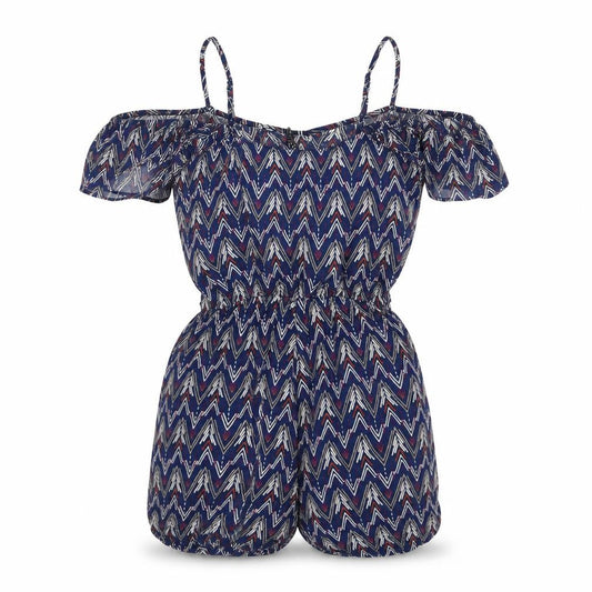 Divided by H&M Womens Blue Geometric Viscose Playsuit One-Piece Size 8 Pullover