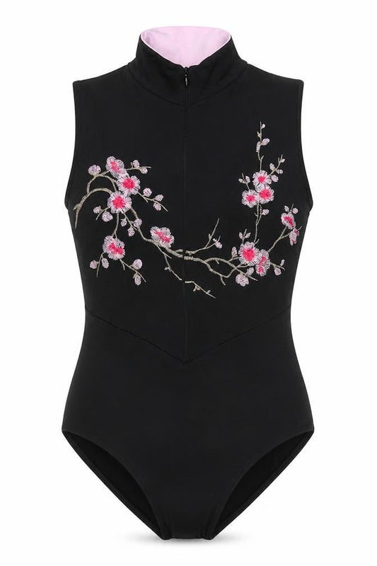 Isabelle Ciaravola Womens Black Polyester Bodysuit One-Piece Size 12 Zip - Flower Detail