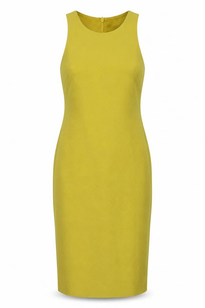 H&M Womens Yellow Polyester Shift Size 10 Round Neck Zip