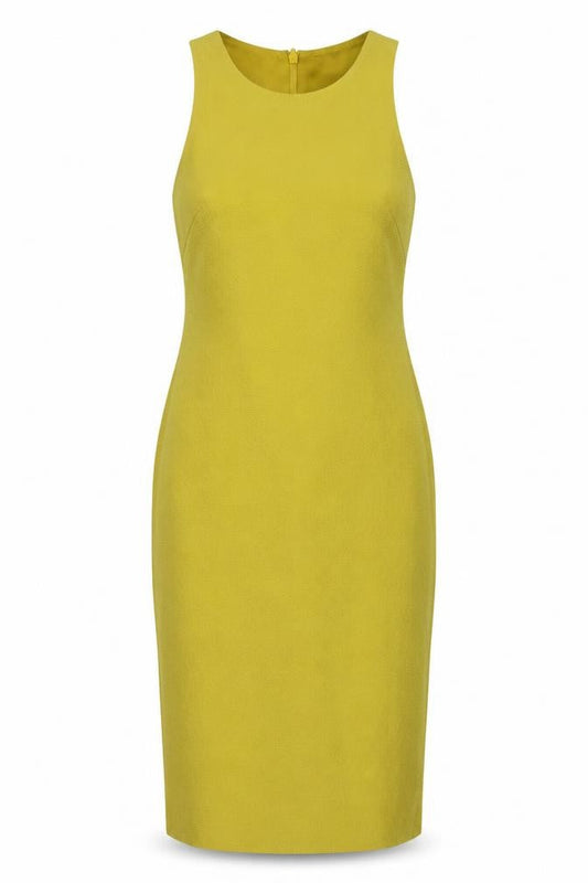 H&M Womens Yellow Polyester Shift Size 10 Round Neck Zip