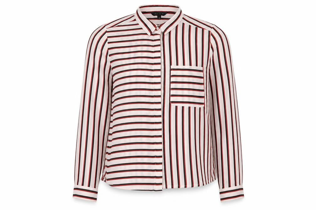New Look Womens Multicoloured Striped Polyester Basic Blouse Size 8 Collared