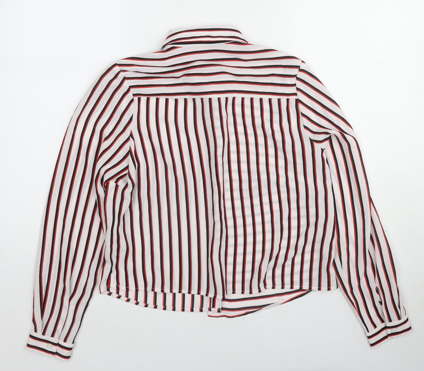 New Look Womens Multicoloured Striped Polyester Basic Blouse Size 8 Collared