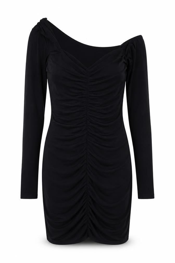 Missguided Womens Black Polyester Shift Size 8 One Shoulder Pullover - Asymmetric Neckline