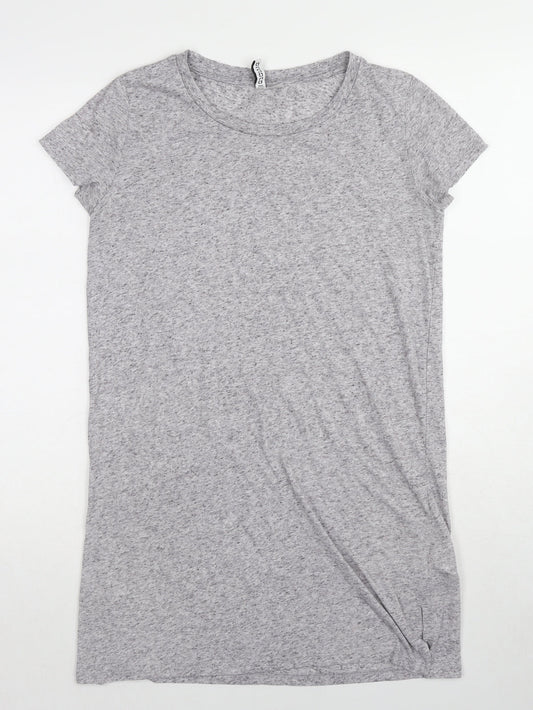 H&M Womens Grey Geometric Polyester Tunic T-Shirt Size M Round Neck