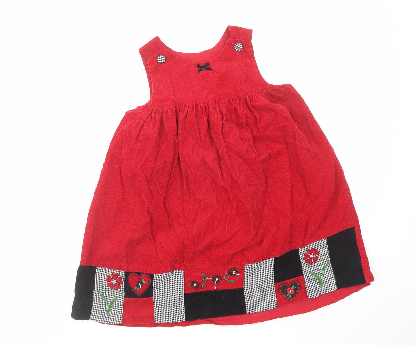 Good Lad Girls Red Geometric Cotton A-Line Size 6 Years Round Neck Button