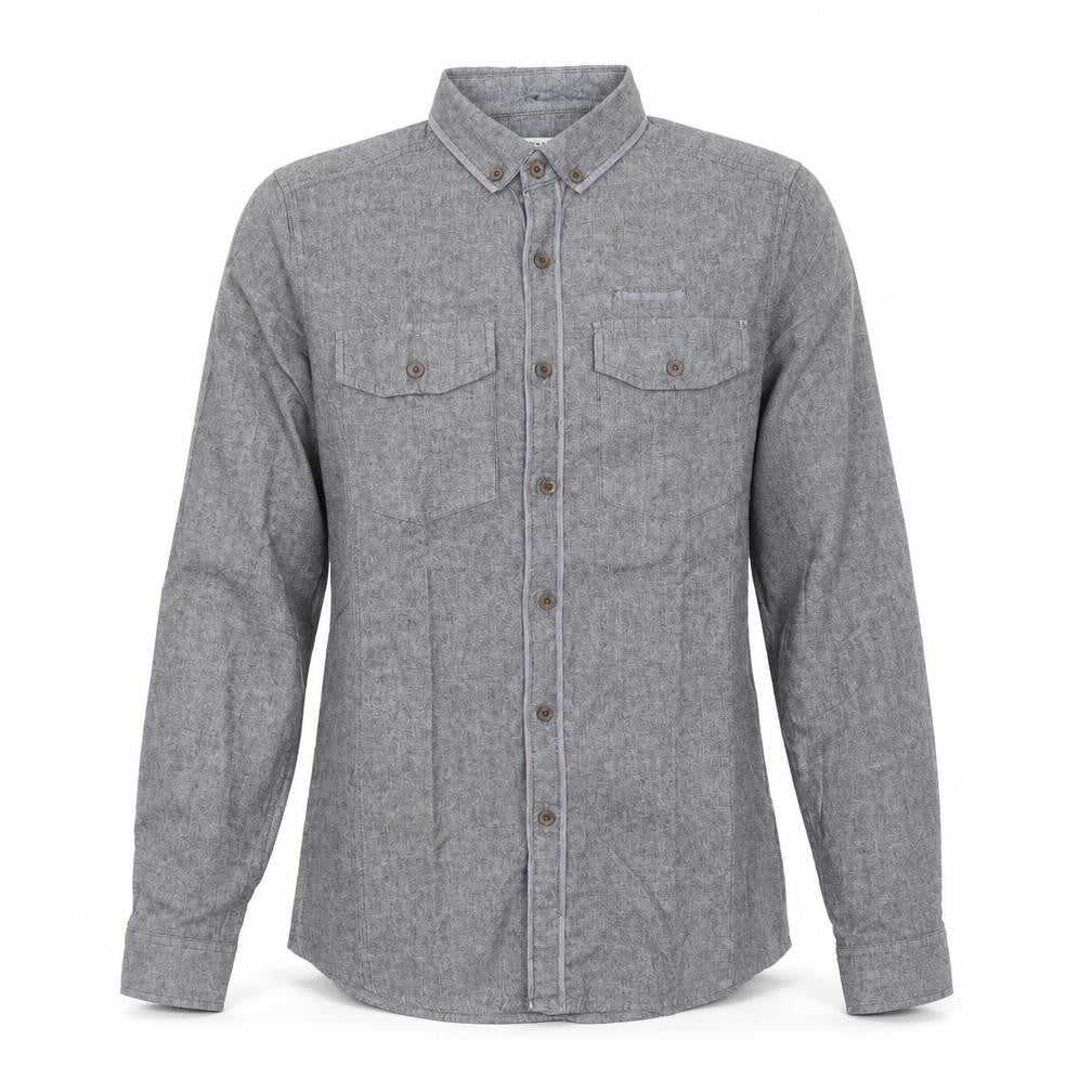 Smith & Jones Mens Grey Cotton Button-Up Size S Collared Button