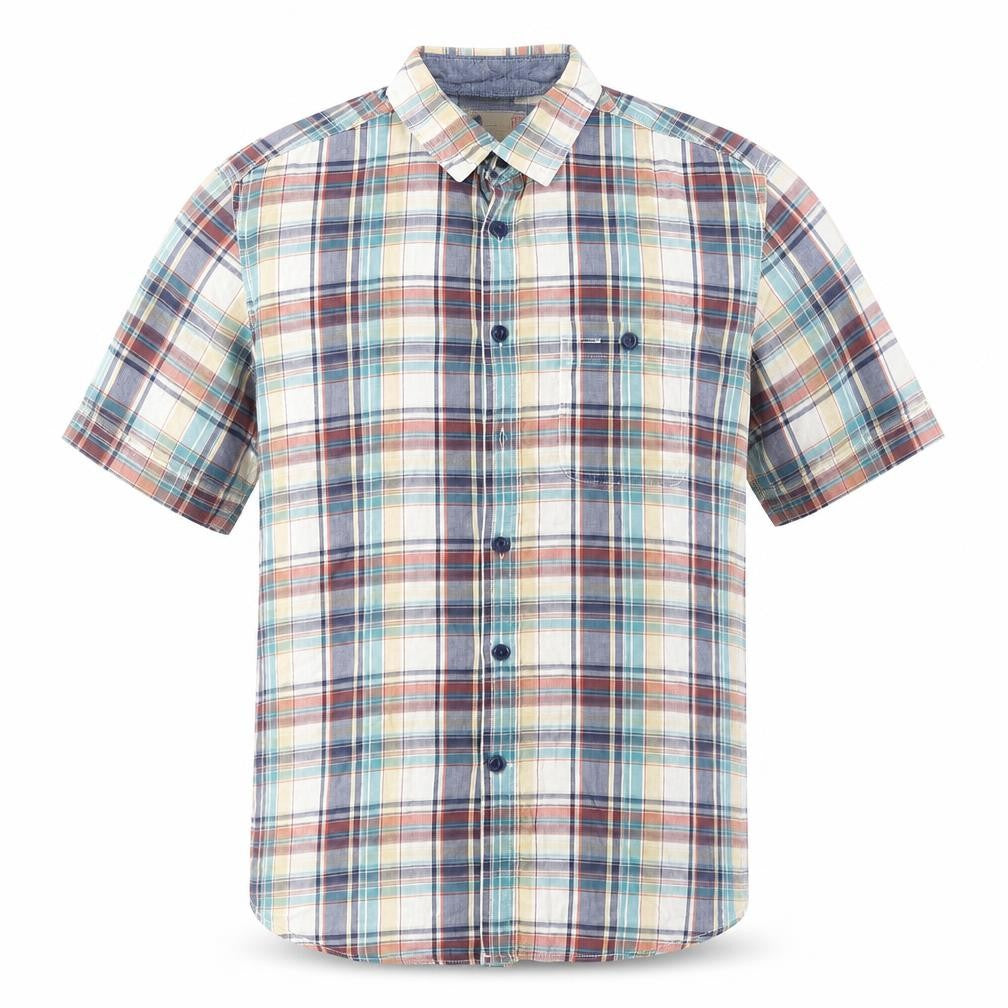 Marks & Spencer Mens Multicoloured Plaid Cotton Button-Up Size M Collared Button