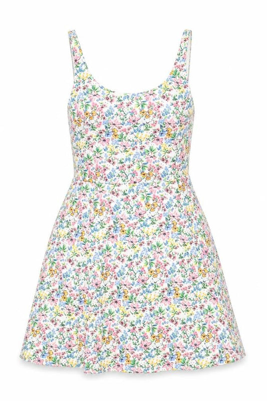 H&M Womens Multicoloured Floral Cotton Tank Dress Size 6 Scoop Neck Pullover