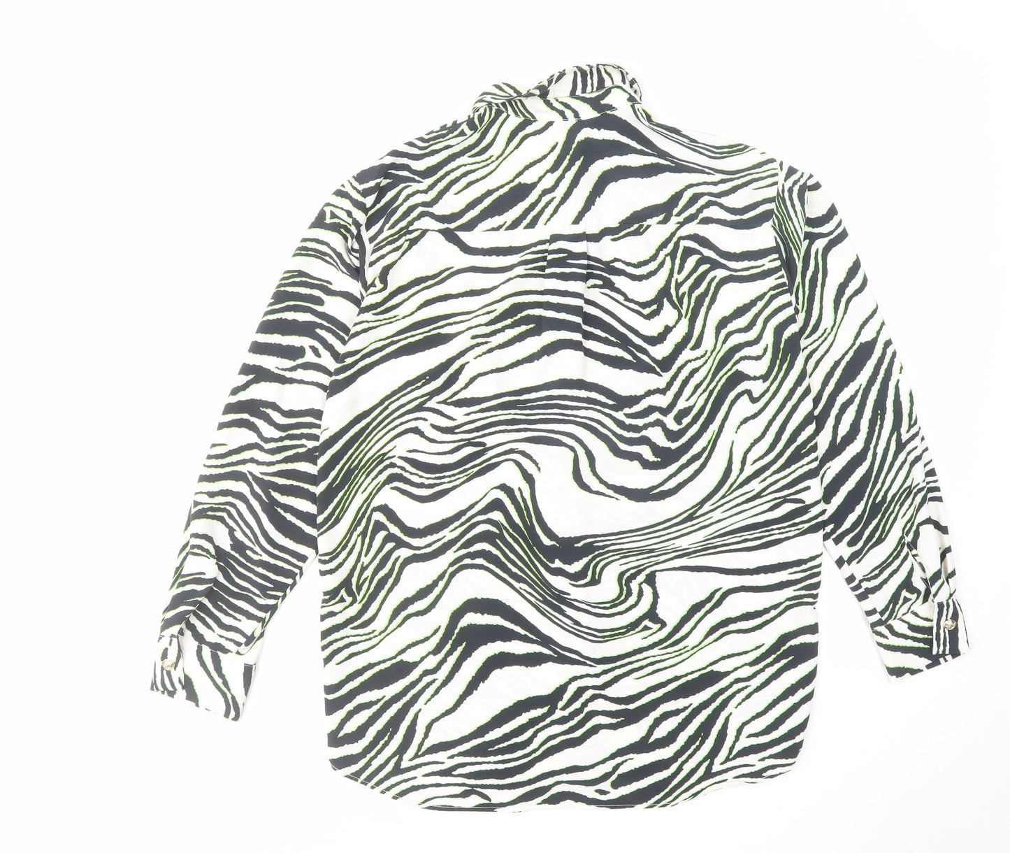 River Island Womens Multicoloured Animal Print Polyester Basic Button-Up Size 8 Collared
