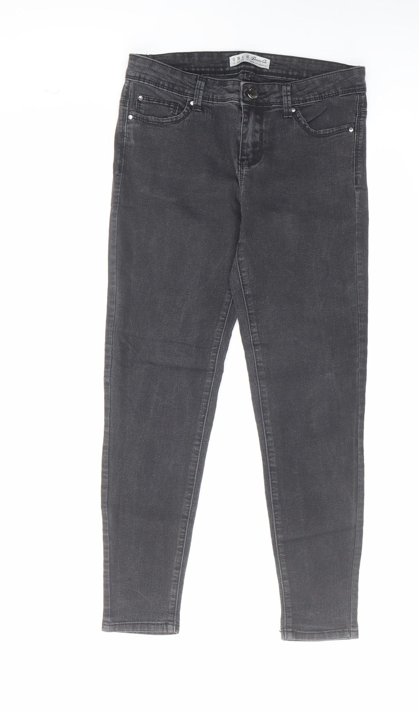 Denim & Co. Womens Black Cotton Skinny Jeans Size 10 L25 in Regular Zip