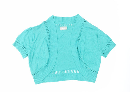 Warehouse Womens Green V-Neck Viscose Cardigan Jumper Size L - Cropped