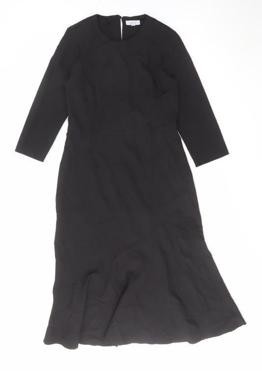 Warehouse Womens Black Polyester Trapeze & Swing Size 12 Round Neck Zip