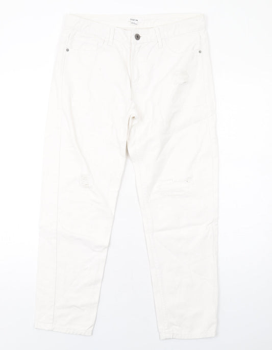 D Stin Womens White Cotton Tapered Jeans Size 8 L27 in Regular Zip