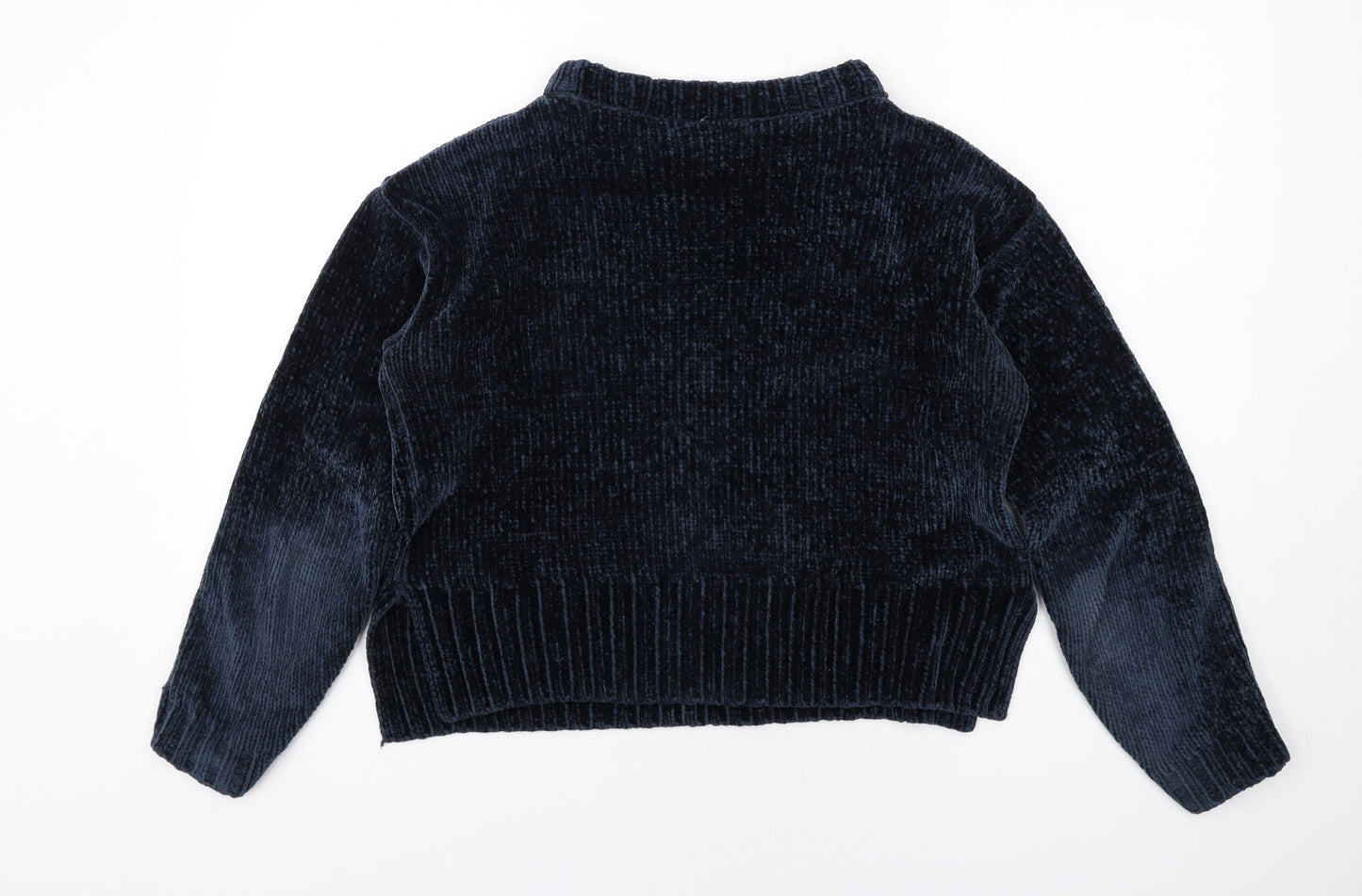 Marks and Spencer Womens Blue Round Neck Polyester Pullover Jumper Size S