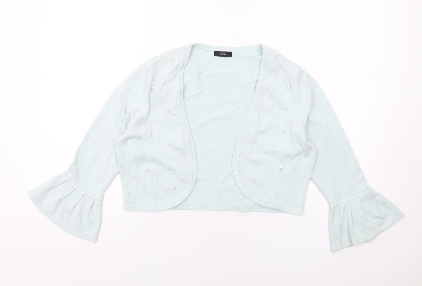 M&Co Womens Green Round Neck Viscose Cardigan Jumper Size 12 - Cropped
