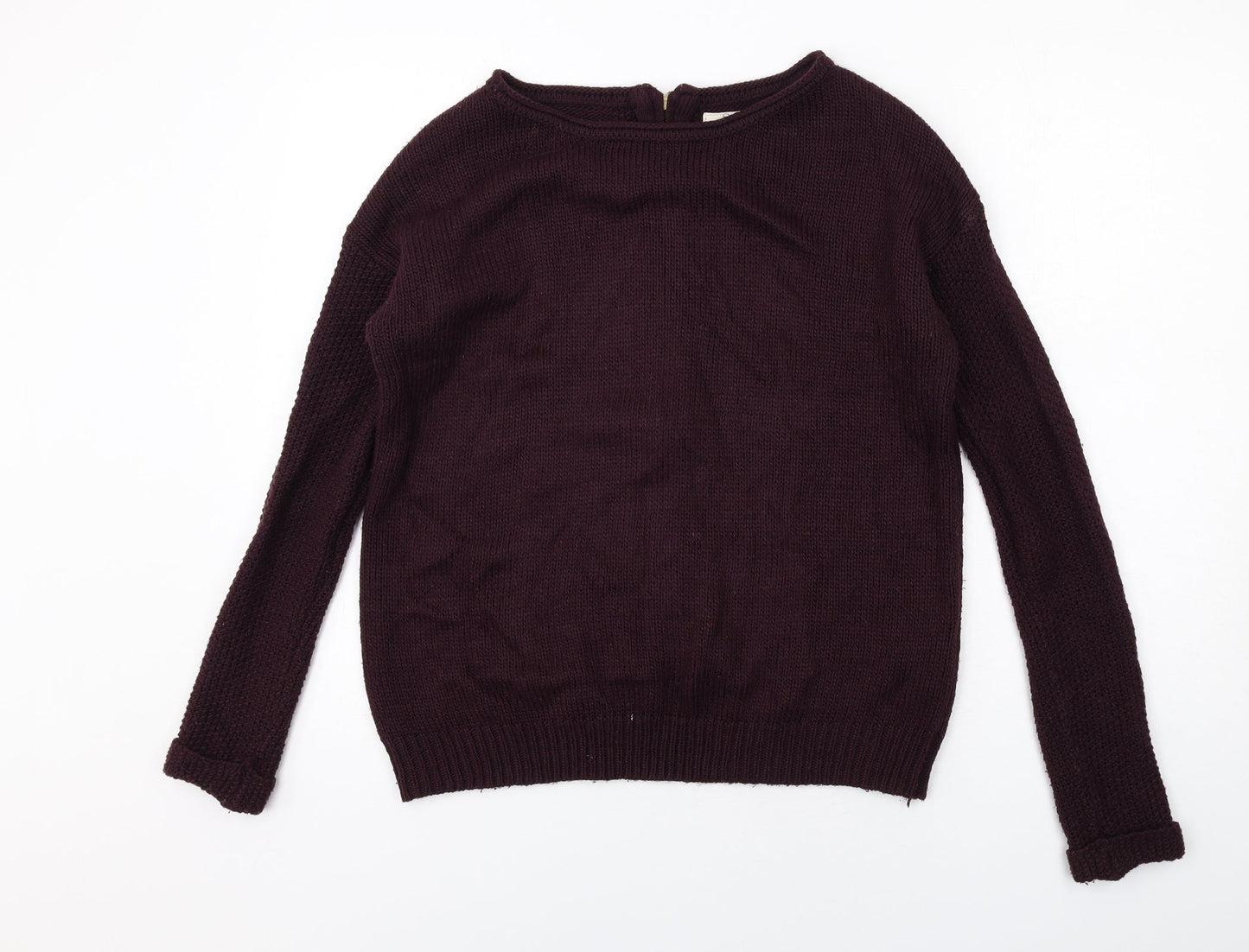 New Look Womens Purple Round Neck Acrylic Pullover Jumper Size S
